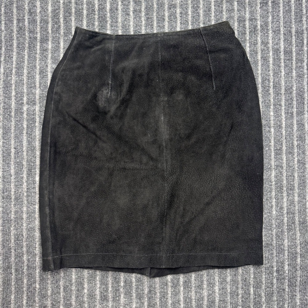 Global Identity G-III Womens Suede Pencil Skirt Size 5/6 Black Vintage Leather